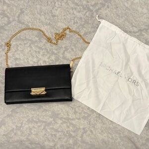 Michael Kors Black Crossbody Bag with Gold Accents